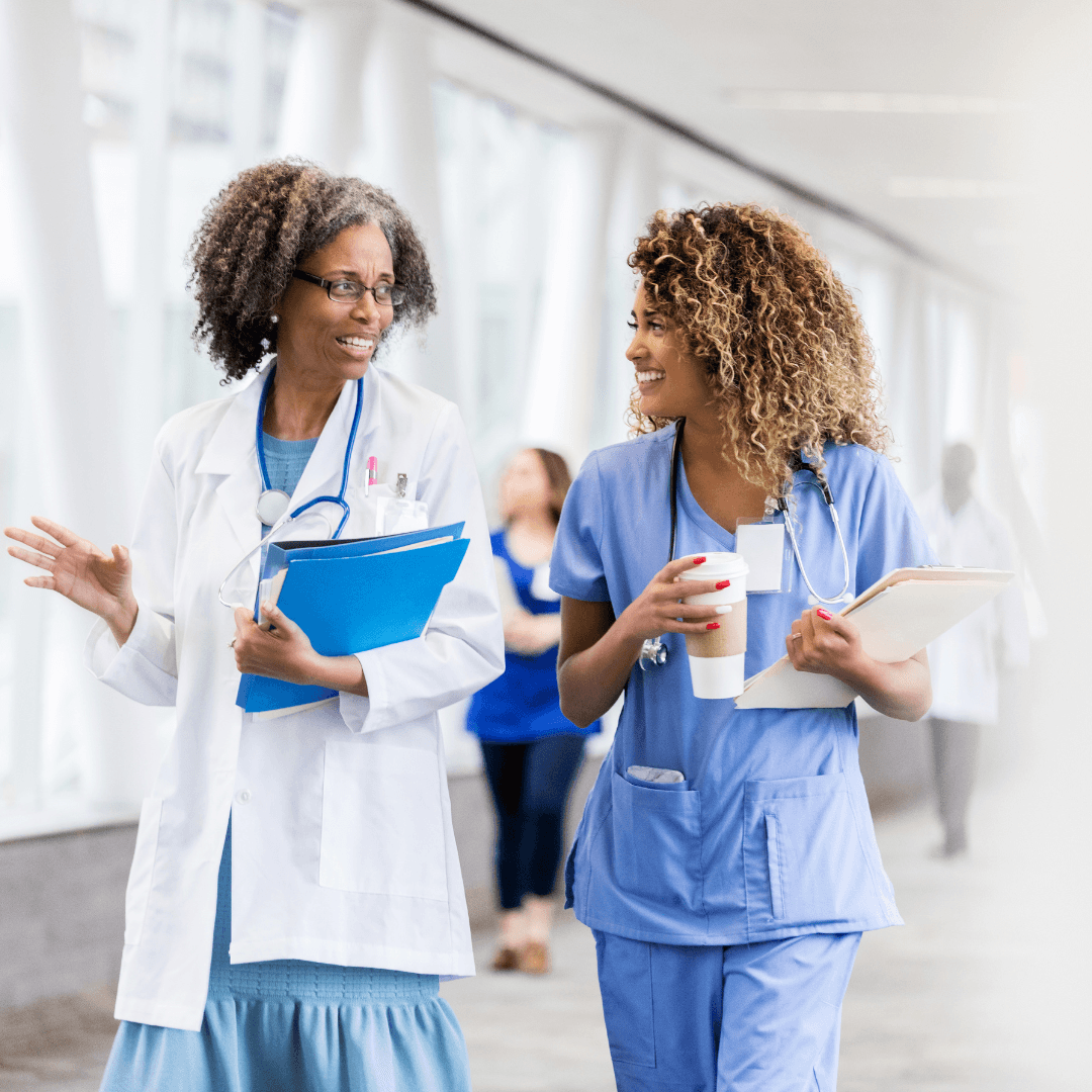 Reckner researcher speaking with a healthcare professional